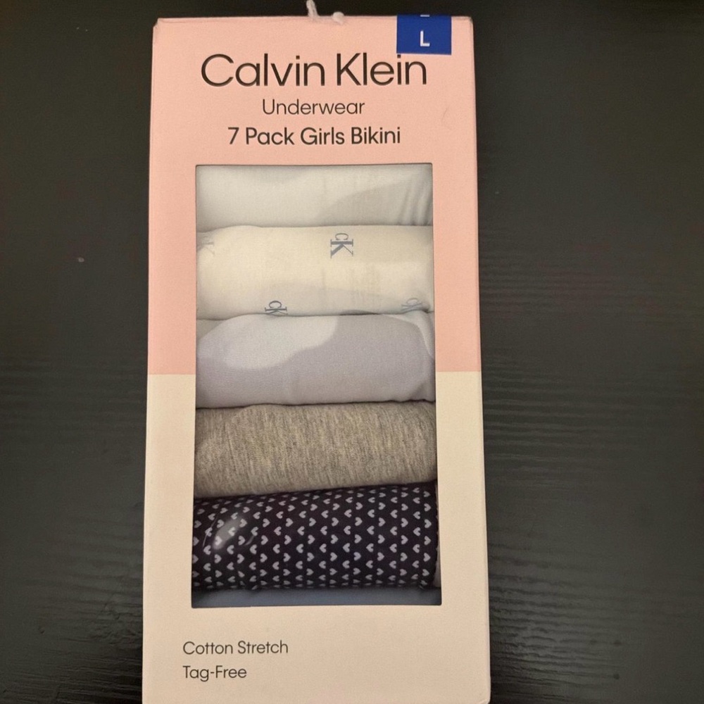 Calvin Klein✨🤍🩶7-Pack Girls Bikini Underwear - White, Gray, Navy